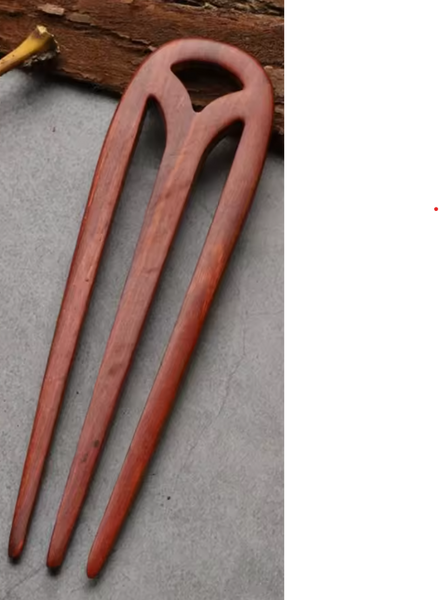 Vintage Hand-Carved Wooden Hair Pins