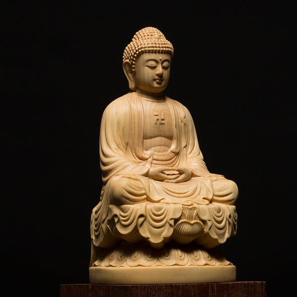 hand crafted solid wood buddha