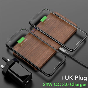 Fast Charging Dual Wireless Charger Stand, Wooden
