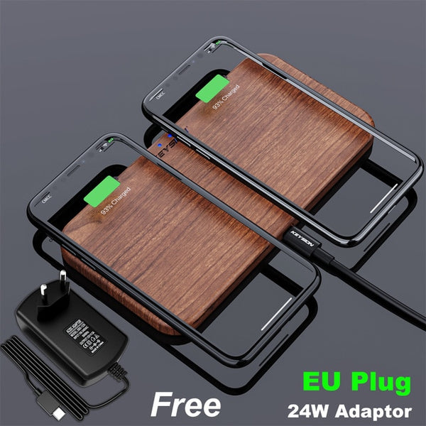 Fast Charging Dual Wireless Charger Stand, Wooden