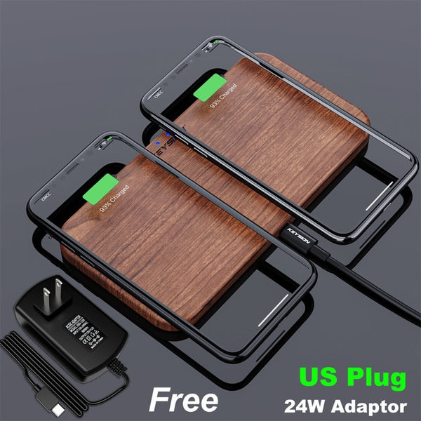 Fast Charging Dual Wireless Charger Stand, Wooden