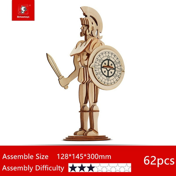 Classical wooden DIY armored warrior