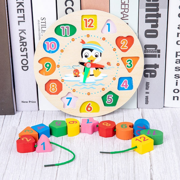 Round wooden clock for kids
