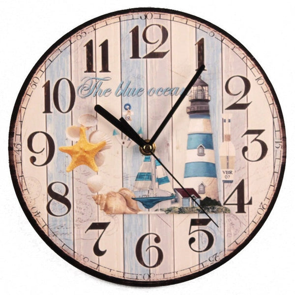 Wooden wall clock ocean life