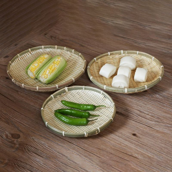 Handmade Bamboo Round Storage Tray