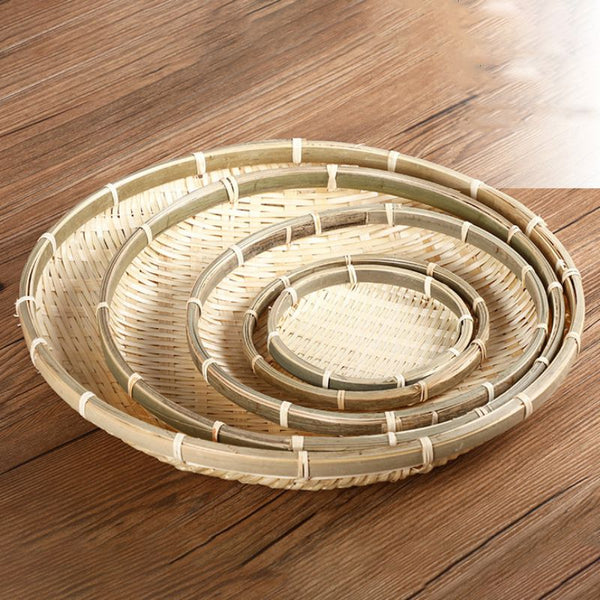 Handmade Bamboo Round Storage Tray