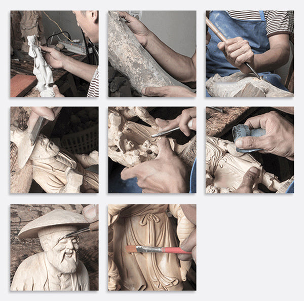 Hand caved buddha statue