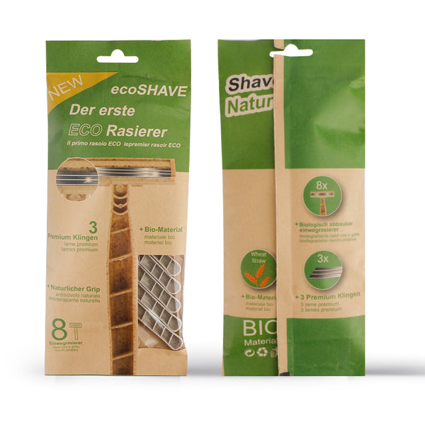 Eco Friendly Biodegradable Razor for Men and Women |Pack Of 8, Made of Wheat Straw|