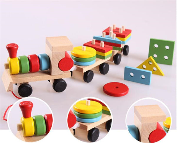 Colorful Wooden Train Truck Set