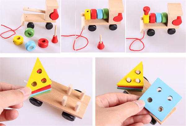 Colorful Wooden Train Truck Set
