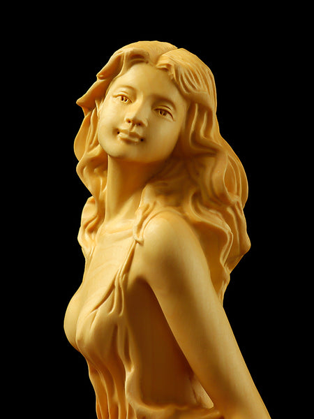 Wooden nude decoration statue