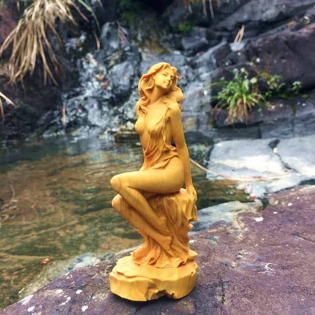 Wooden nude decoration statue