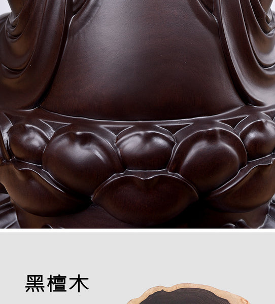 Solid wood carving Buddha on Lotus statue
