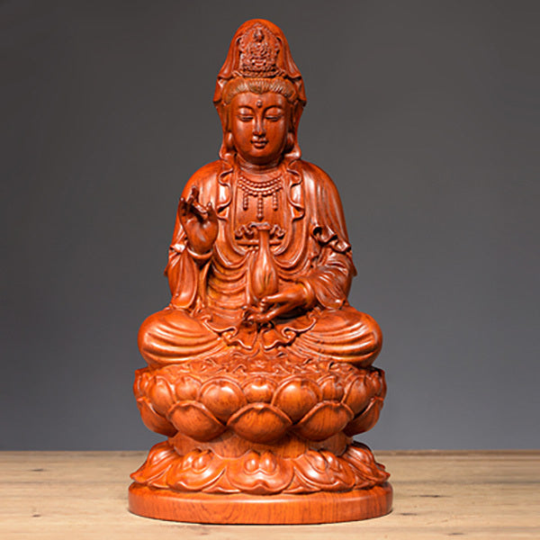 Wooden carved buddha statue