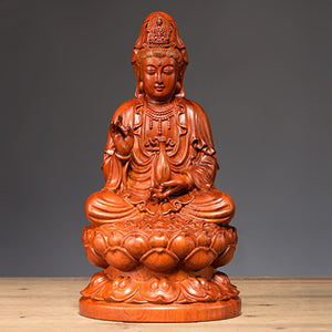 Wooden carved buddha statue