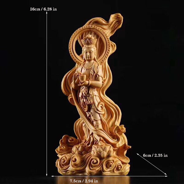 Solid wood standing Buddha Statue