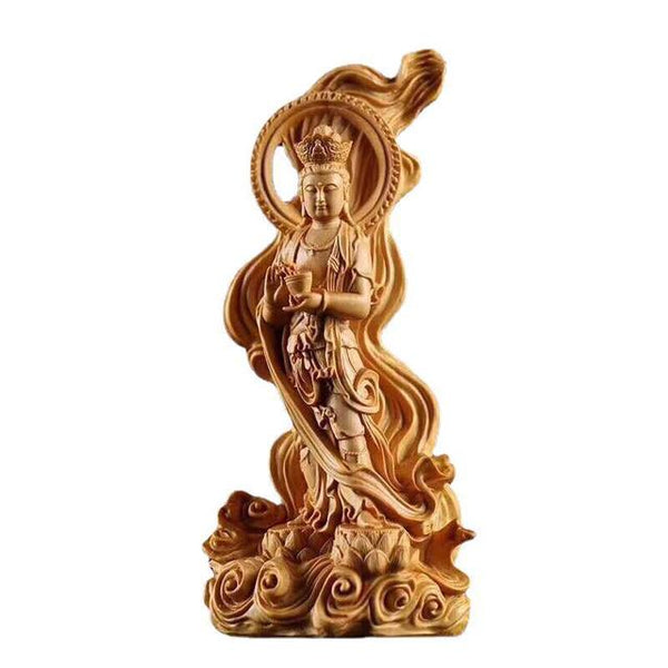 Solid wood standing Buddha Statue