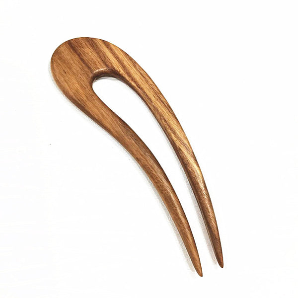 curvy wooden carved hair pin