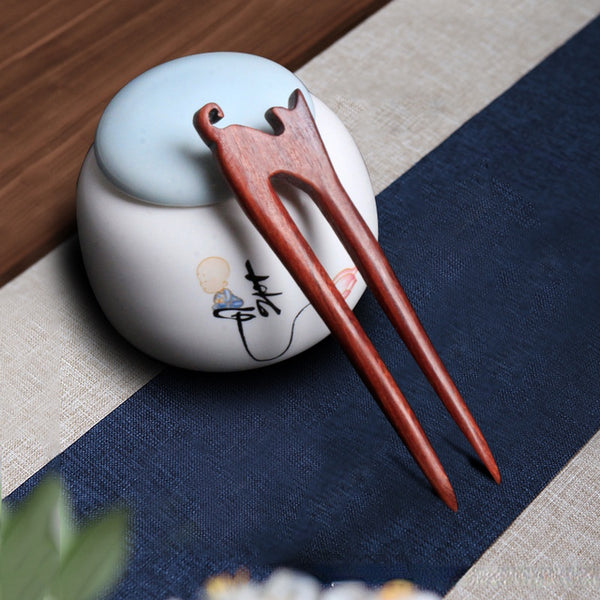 wooden vintage hair pin